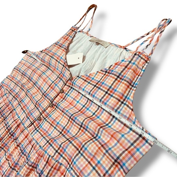 NWT LOFT Plaid Multicolored Strappy Button Midi Dress - Size 10 - Picture 4 of 7
